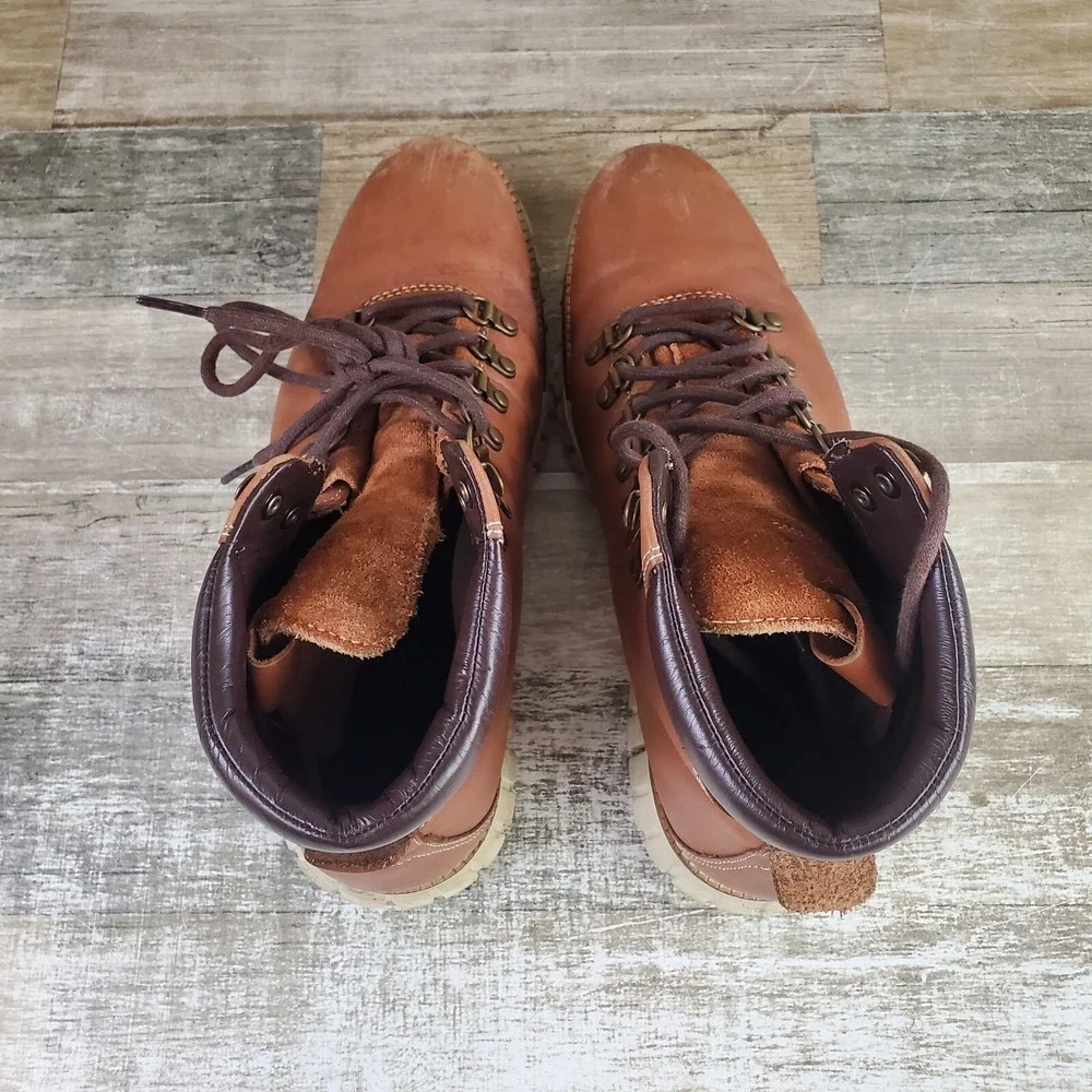Cole Haan Zerogrand Mens Boots Sz 9 M Brown Leather Waterproof Hiking Boots‎
